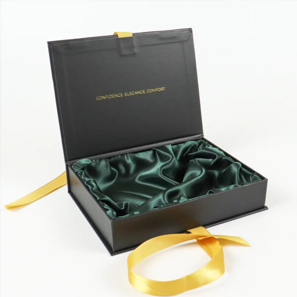 Black Lingerie Gift Box with Satin Lining and Ribbon Tie Black Lingerie Gift Box with Satin Lining and Ribbon Tie
