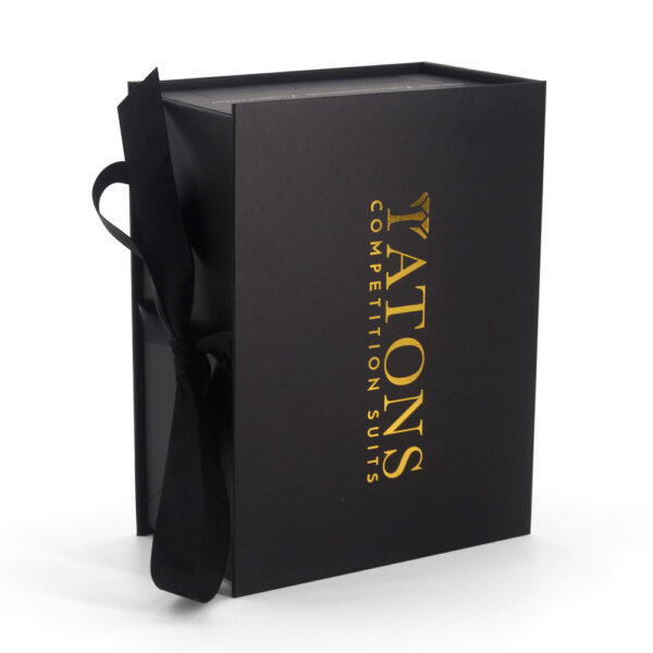 Gold Foil Competition Suit Rigid Box with Satin Inner Lining Gold Foil Competition Suit Rigid Box with Satin Inner Lining
