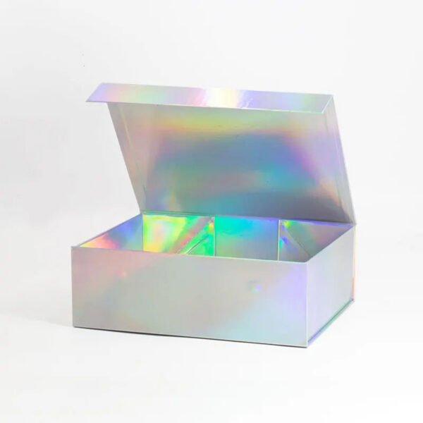 Holographic Magnetic Gift Box with Satin Ribbon Closure Holographic Magnetic Gift Box with Satin Ribbon Closure