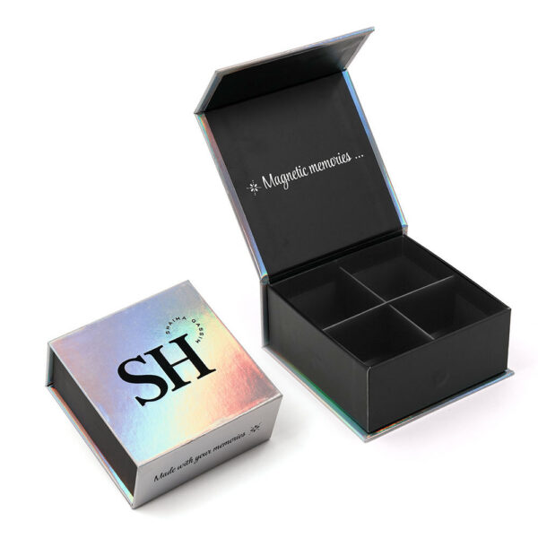 Iridescent Rigid Photo Magnet Gift Box with Divider Insert