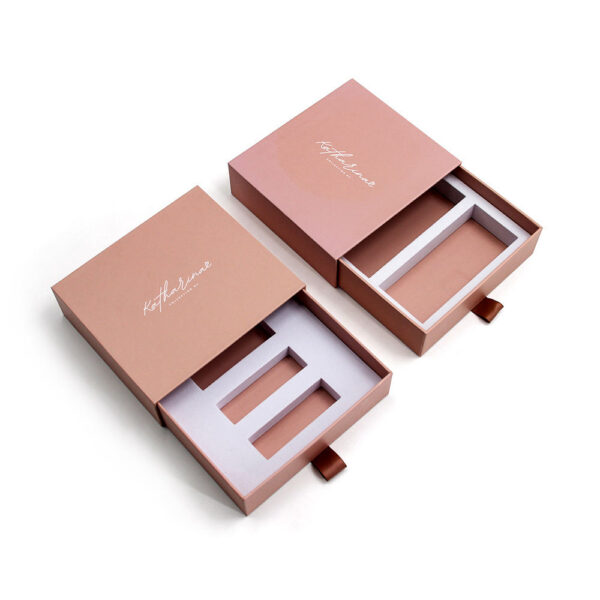 Logo Printed Rigid Cosmetic Drawer Box with Foam Insert Logo Printed Rigid Cosmetic Drawer Box with Foam Insert