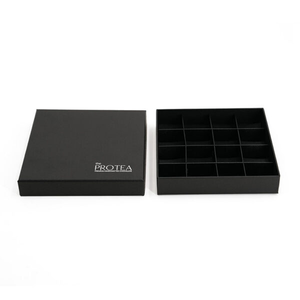 Rigid Chocolate Gift Box with Logo Printed Grid Inserts Rigid Chocolate Gift Box with Logo Printed Grid Inserts